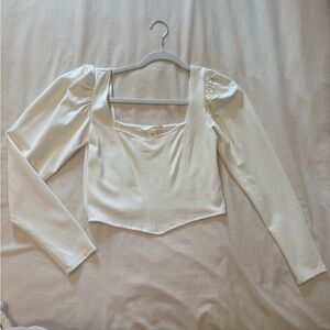 H&M Cream Square-Neck Corset-Style Crop Top
